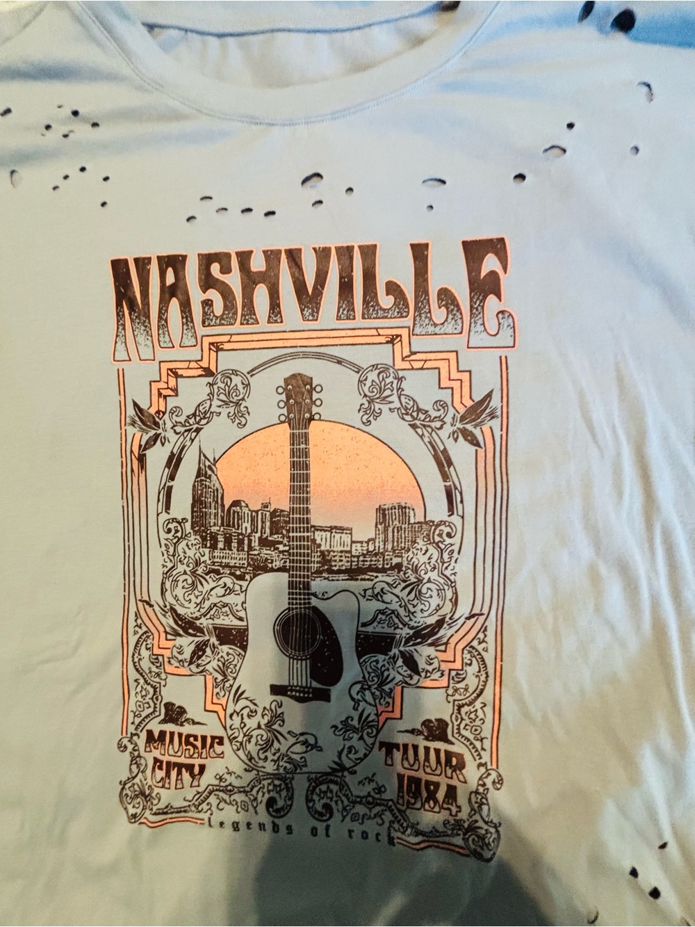Nashville Music City Distressed Graphic Long Sleeve Tee